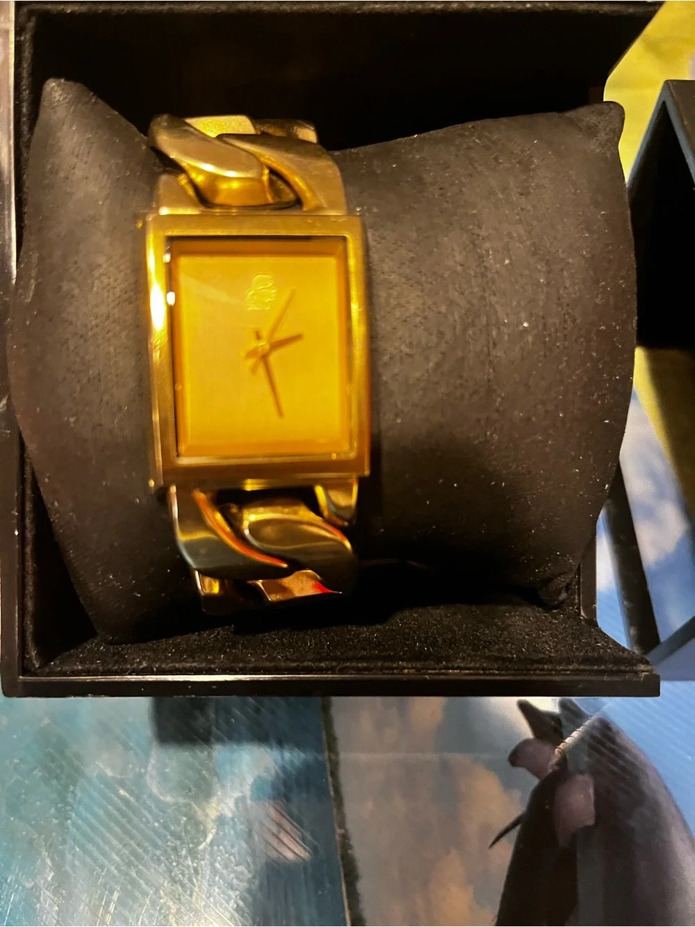Karl Lagerfeld Women’s  Gold Chain-Link Square Dial Watch